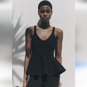 Antistar Black Peplum Sleeveless Top